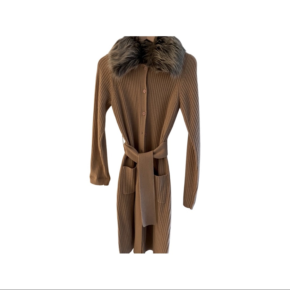 Bedo Camel 3/4 length wool sweater coat